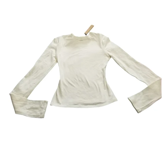 Skims Cotton Jersey Long Sleeve T Shirt Marble WHITE Size XSmall NWT - Picture 4 of 6